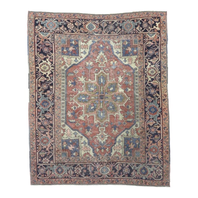 Fine Antique Persian Serapi Wool Rug 4’9” X 5’9” For Sale