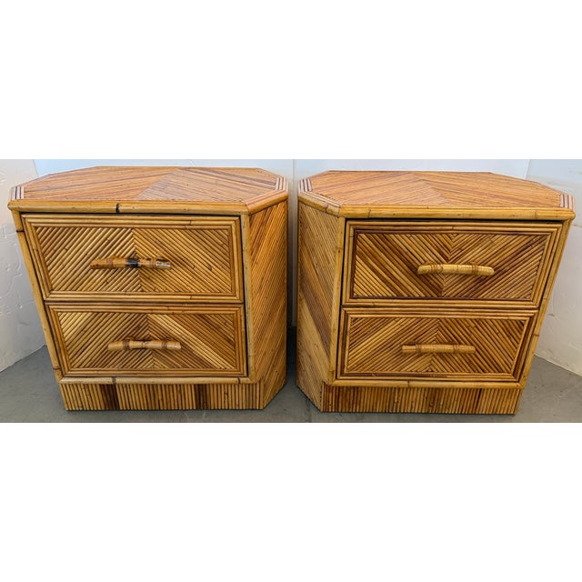 Gabriella Crespi Style Geometric Pair of Pencil Reed Nightstands From 70's For Sale In Miami - Image 6 of 15