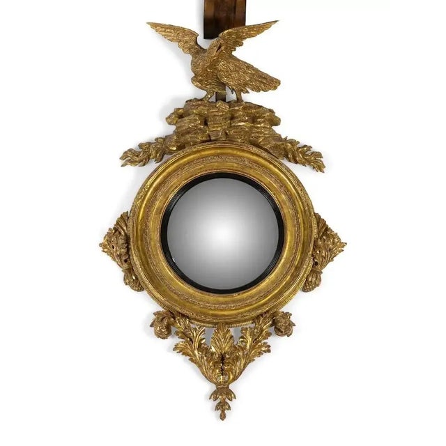 Irish Georgian Giltwood Convex Mirror For Sale - Image 4 of 5