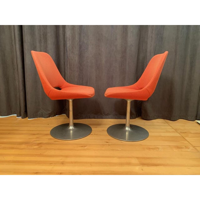A unique pair of "Polaris" swivel chairs, exclusive, designed by Eero Aarnio for Asko Export from the 1970s. In original...