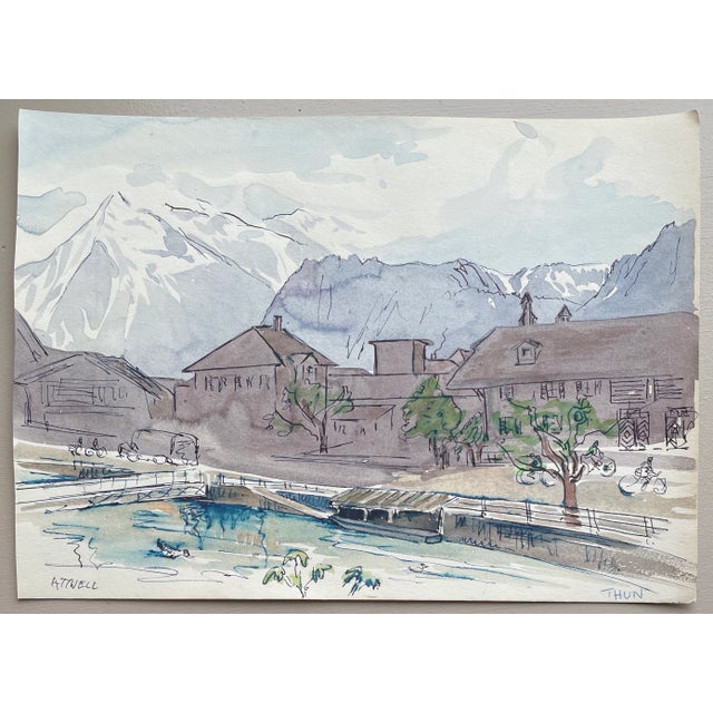 Painting by English artist Ivy Attwell (1895-1985). Attwell traveled extensively all over the world and recorded her...