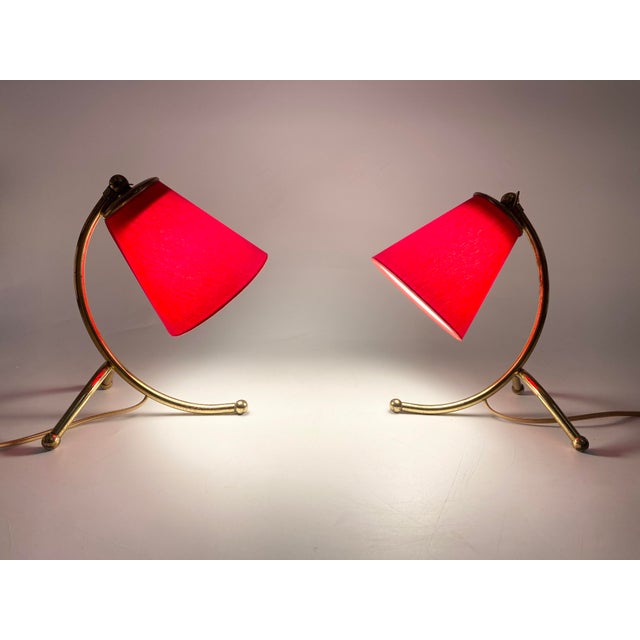 Vintage Table Lamps with Organically Shaped Brass Bases, 1950s, Set of 2 For Sale - Image 11 of 17