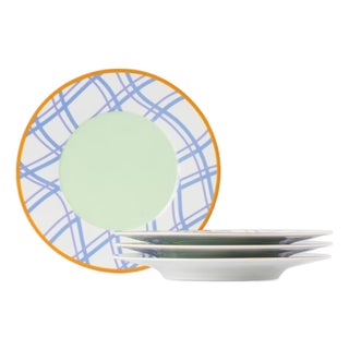 Misette Grid Porcelain Salad Plates, Set of 4 For Sale