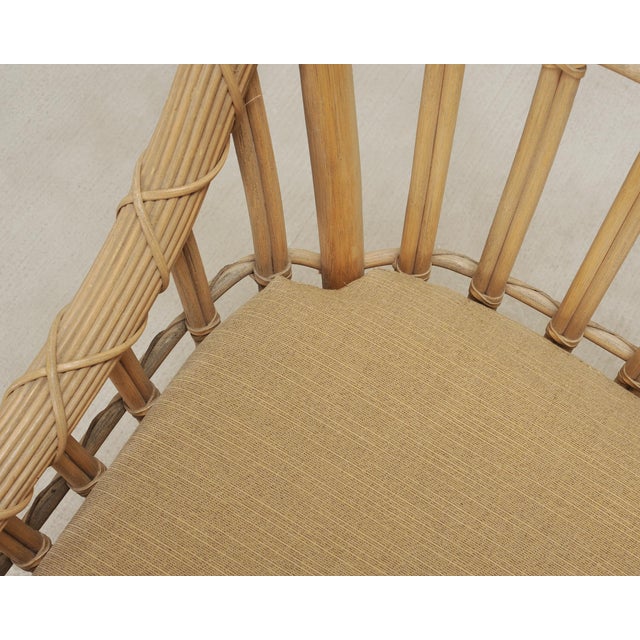 Tan Set of Eight Danny Ho Fong Rattan Garden Dining Armchairs For Sale - Image 8 of 18