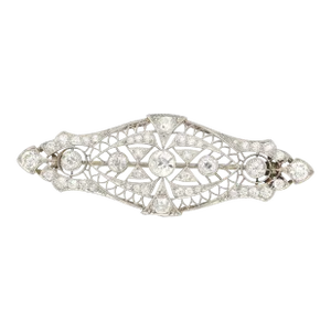 Platinum And 14K Gold 2.75 Carat Old European Cut Edwardian Brooch
