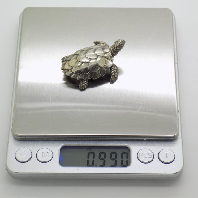 Vintage Italian Handmade Genuine Sterling Silver 925 Loggerhead Sea Turtle Figurine, 1980s For Sale - Image 11 of 13