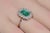 Green Gia Certified Natural 3.10Cts vs F Diamond Emerald 18k Solid Gold Milgrain Bezel Halo Ring, Size 6.5 For Sale - Image 8 of 14