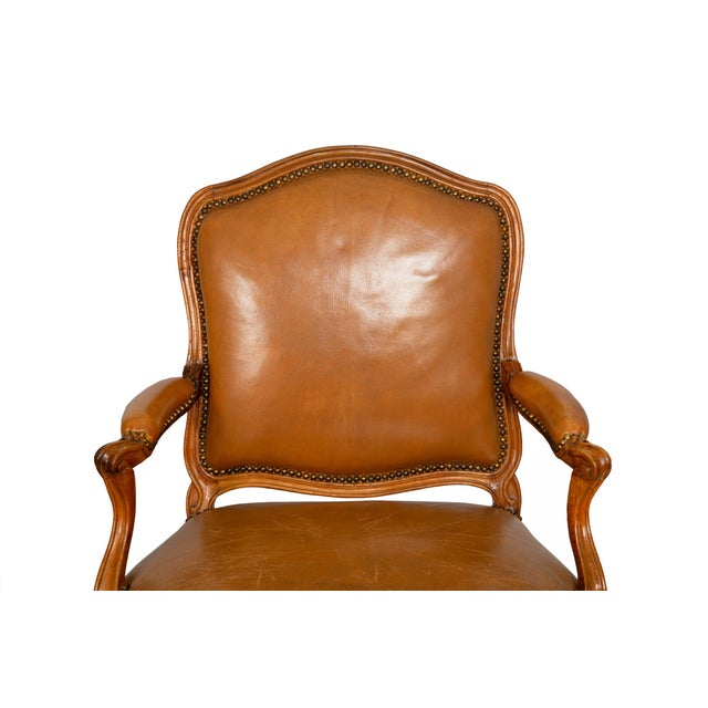 Brown Pair of French Louis XV Carved Fauteuils Arm Chairs by Louis Cresson Ca. 1750 For Sale - Image 8 of 18