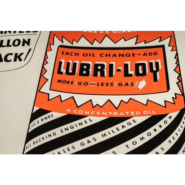 1950s 1950s Early Lubri-Loy Motor Oil Additive Advertising Sign For Sale - Image 5 of 6