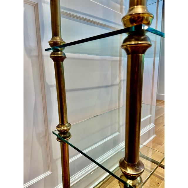 Mid-Century Brass Glass Étagère Bookcase Display For Sale - Image 9 of 17