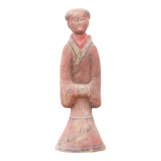 Tall Painted Chinese Pottery Figure For Sale