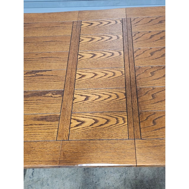 Wood 1990s Stickley Oak Mission Arts & Craft Style Dining Table W 2 Leaves For Sale - Image 7 of 16