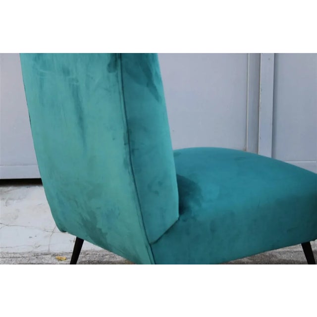 Set of Green Velvet Lounge Chairs by Gigi Radice for Minotti, 1950s For Sale - Image 6 of 9