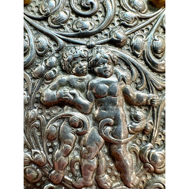 Early 20th Century Antique Erhard & Sohne German Jewelry Casket Trinket Box Cherubs Red Velvet For Sale - Image 5 of 11