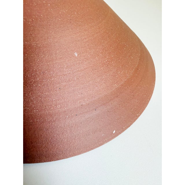 Terra Cotta Contemporary Footed Bowl, Red Clay & Gray Glaze For Sale - Image 8 of 9