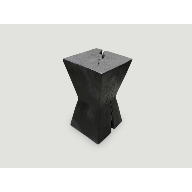 Wood Andrianna Shamaris Charred Hourglass Tamarind Wood Side Table For Sale - Image 7 of 18