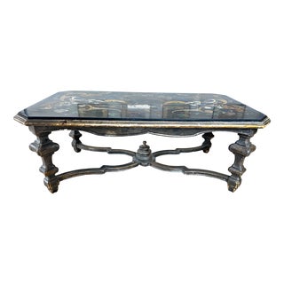Pietra Dura Coffee Table with Flowers and Birds in Marble For Sale