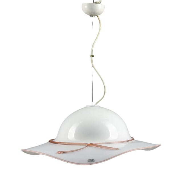 Lady-Shaped Glass Chandelier with Pink Glass Decorations, 1970s For Sale