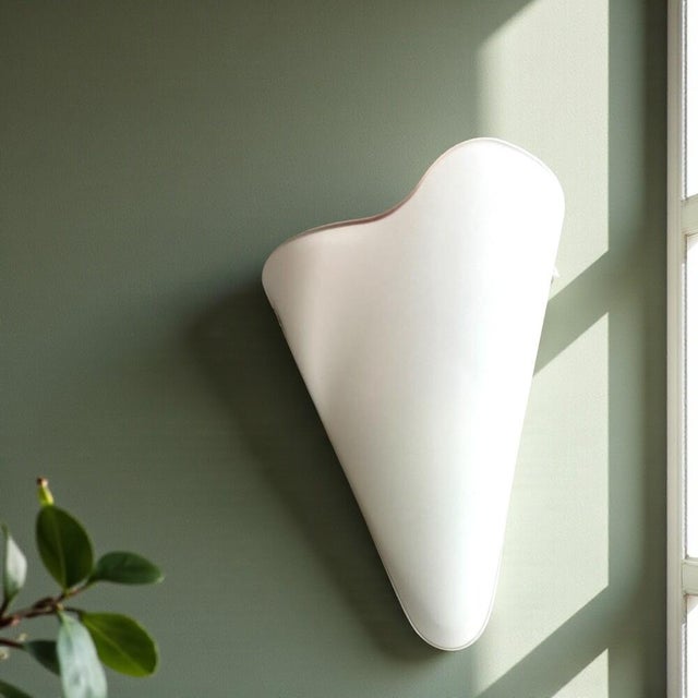 Minimalist White Frosted Glass Triangular Conical Wall Sconce Lamp, 1990s For Sale - Image 10 of 10
