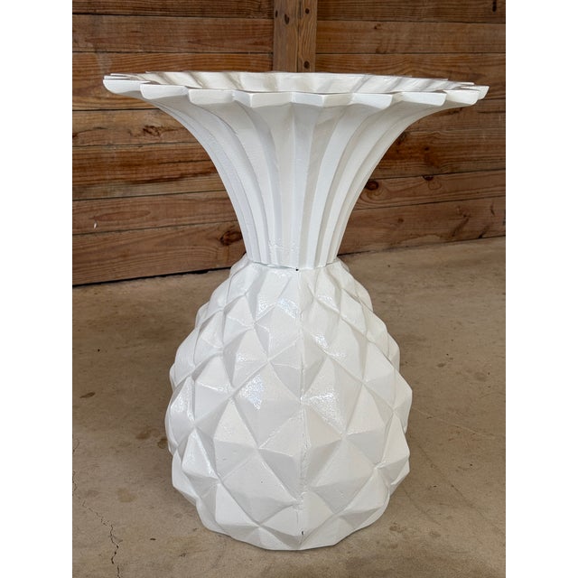 Vintage Cast Metal Sculptural Coastal Regency Pineapple Planters For Sale - Image 11 of 12