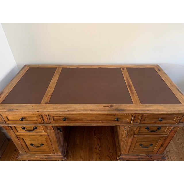 American Hekman Office Express Brown Executive Desk For Sale - Image 3 of 9