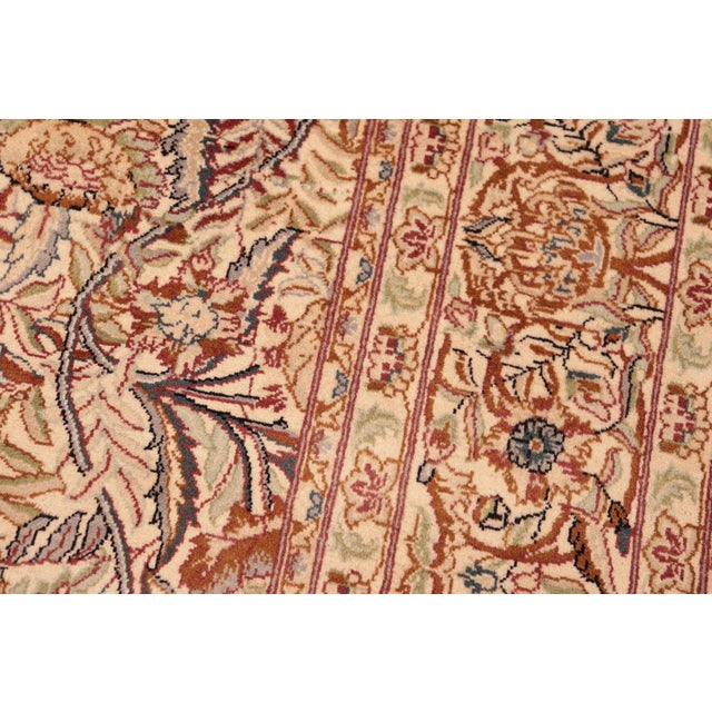 1990s Shabby Chic Floral 1990's Pak-Persian Beige/Gold Wool Rug - 6'3'' X 9'1'' For Sale - Image 5 of 9