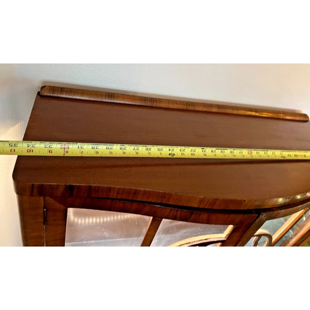 1930s Art Deco China Cabinet Curio Locking Double Door Two Glass Shelves Lighted For Sale - Image 13 of 15