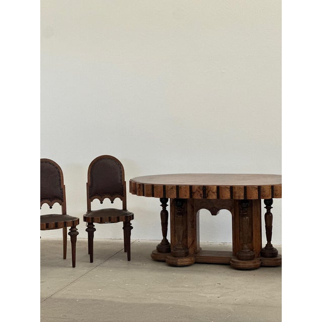 Art Deco Table, Chairs and Sideboards, 1940s, Set of 7 For Sale - Image 15 of 18