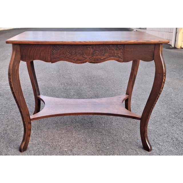 Brown Early 20th Century Larkin Co. Quarter Sawn Tiger Oak Library Table For Sale - Image 8 of 14