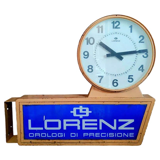 Large Double-Sided Advertising Street Clock, 1960s For Sale