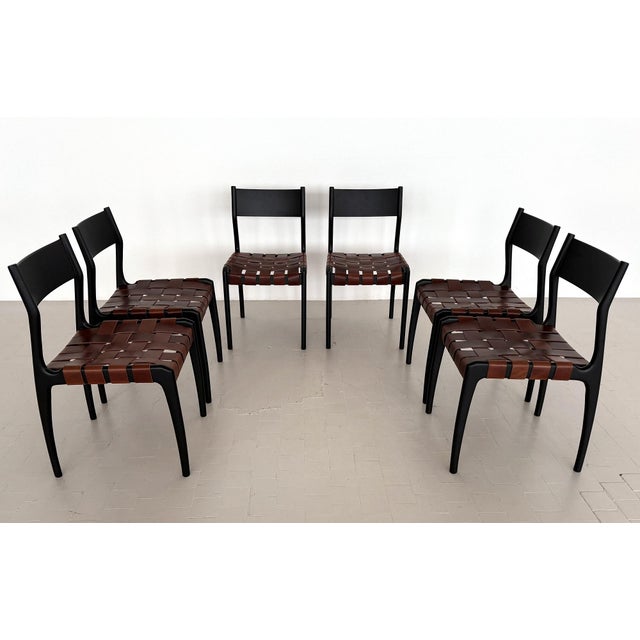 Rare set of six chairs mod. 993 designed by Piero Palange and Werther Toffoloni for Montina in the 1960s, Italy. The...