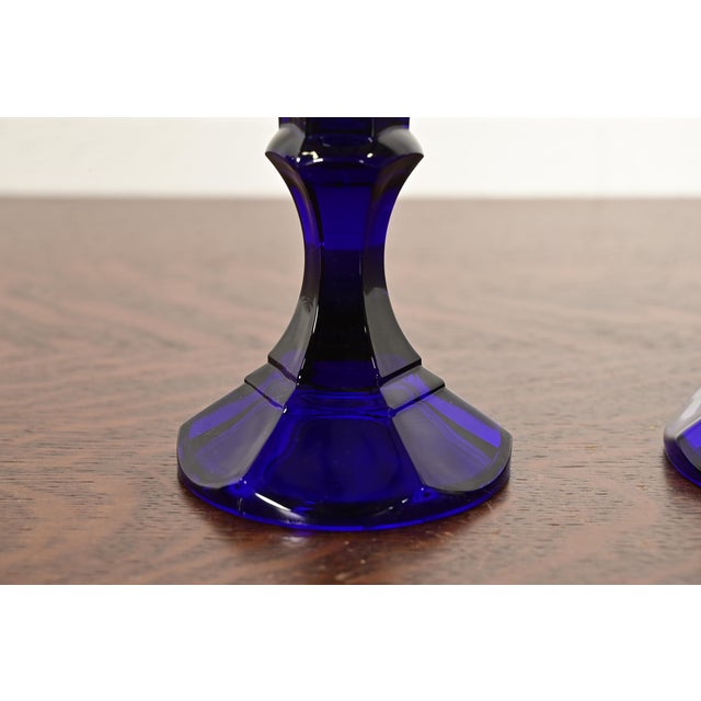 Glass Elsa Peretti for Tiffany & Co. Cobalt Blue Murano Glass Candlesticks, Pair For Sale - Image 7 of 10