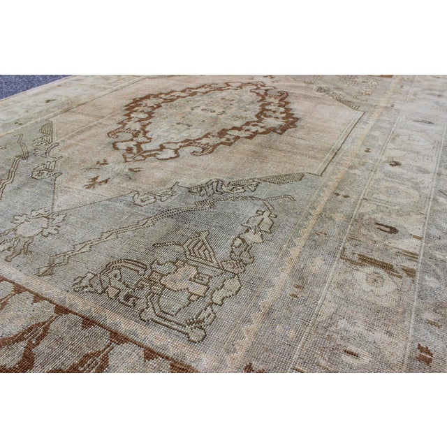 Mid 20th Century Unique Turkish Oushak Rug With Muted Colors in Taupe 6'4"x9'8" For Sale - Image 5 of 6