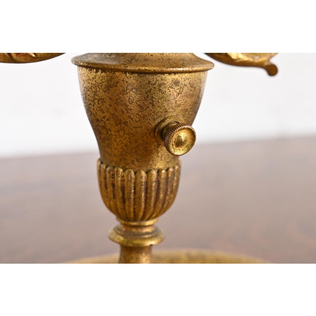 Bronze Tiffany Studios New York Bronze Doré Two-Light Table Lamp, Circa 1910 For Sale - Image 8 of 12