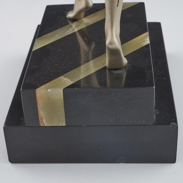 Ferdinand Preiss, Art Deco Striding Lady, 1920s, Bronze with Marble Base For Sale - Image 16 of 18