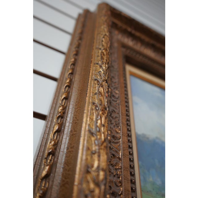 Artist Signed Boat & Village Oil Painting on Canvas For Sale - Image 11 of 12