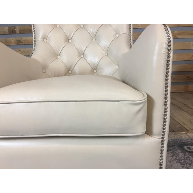 2020s Jhs Wellington Antique Ivory Leather Chair For Sale - Image 5 of 10