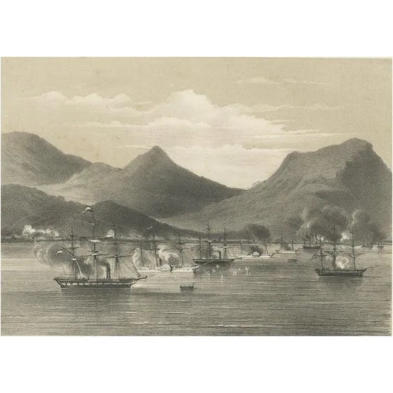 S Hage Wed. E. Spanier & Zn, Dutch Ships Bombing Atchin in Sumatra, Indonesia, 1784 For Sale