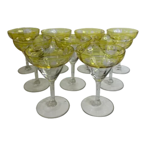 Set of 9 Bohemian Glass After Dinners or Cocktail Glasses