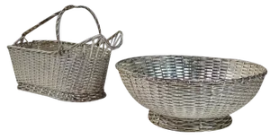 Silver Metal Bottle Holder and Bowl from Christofle, France, 1950s, Set of 2