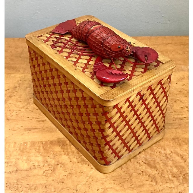 Vintage Shanghai Weave Rattan Lobster Box For Sale - Image 9 of 12
