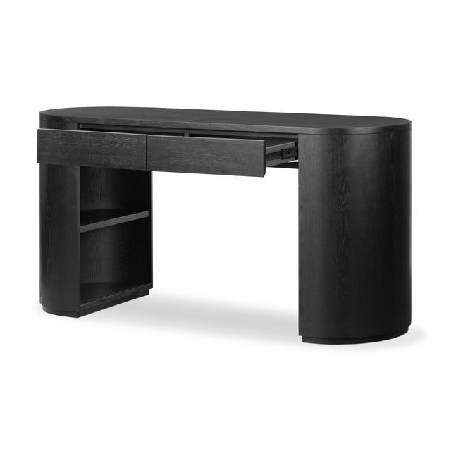 Wood Four Hands Pilar Desk, Brushed Ebony Oak Veneer For Sale - Image 7 of 12