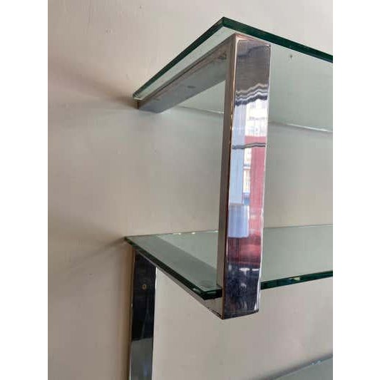 James Howell Late 20th Century Tri-Mark Chrome and Glass Wall Shelf attributed to James Howell For Sale - Image 4 of 10