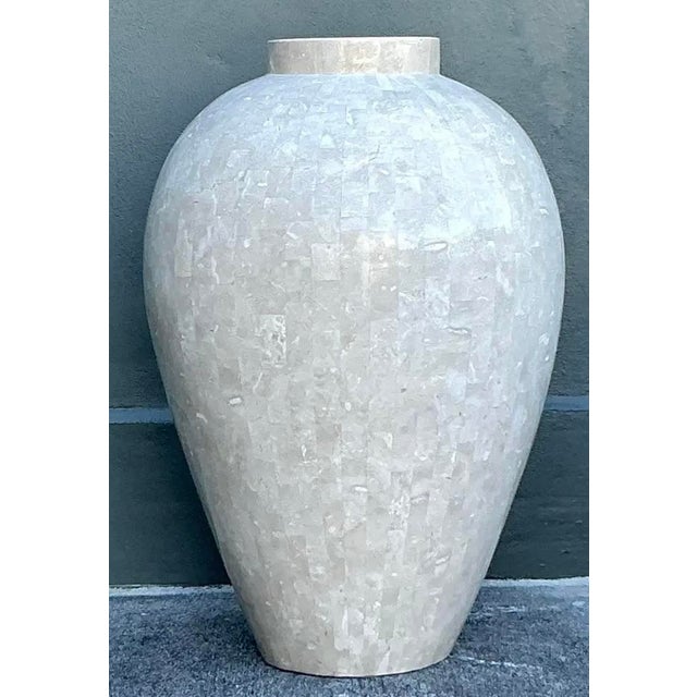 Vintage Boho Tessellated Stone Floor Vase For Sale - Image 10 of 11