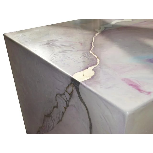 Early 21st Century Scagliola Side Table in Pink & Light Blue from Cupioli Luxury Living For Sale - Image 5 of 7
