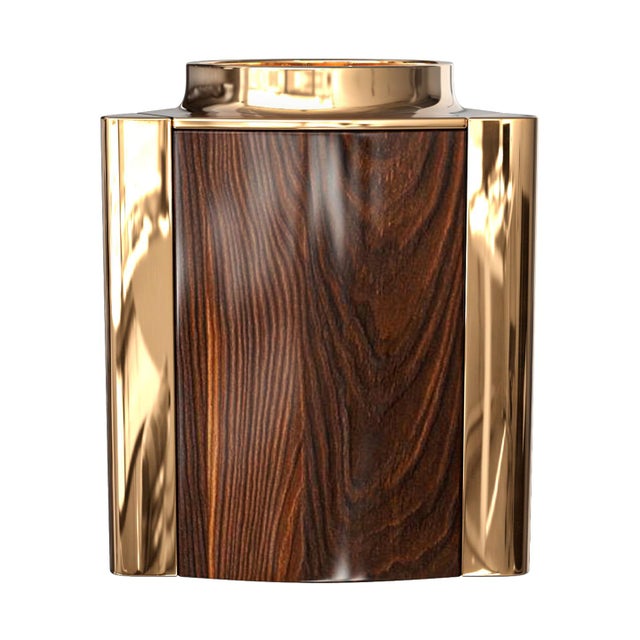 "Victoria" Ice Bucket With Bronze and Walnut, Handmade For Sale In Los Angeles - Image 6 of 7