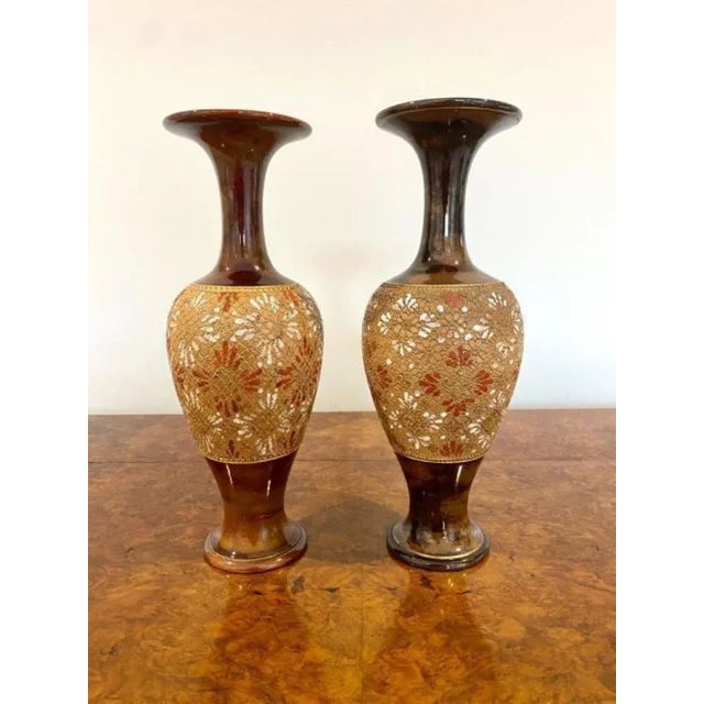 Antique Victorian Doulton Vases, 1880, Set of 2 For Sale - Image 6 of 6