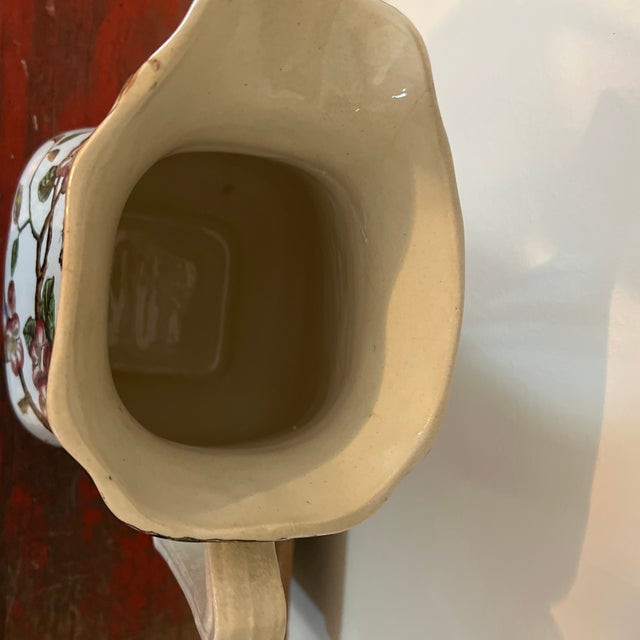 Ceramic Large Antique Victorian Plum Blossoms Spring Patterned Pitcher, Ewer For Sale - Image 7 of 12