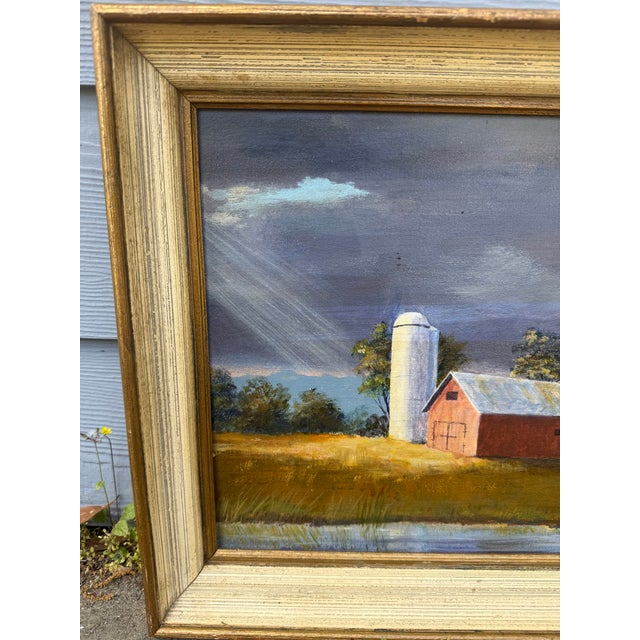 American 1960s Framed and Signed Landscape Oil Painting. For Sale - Image 3 of 8