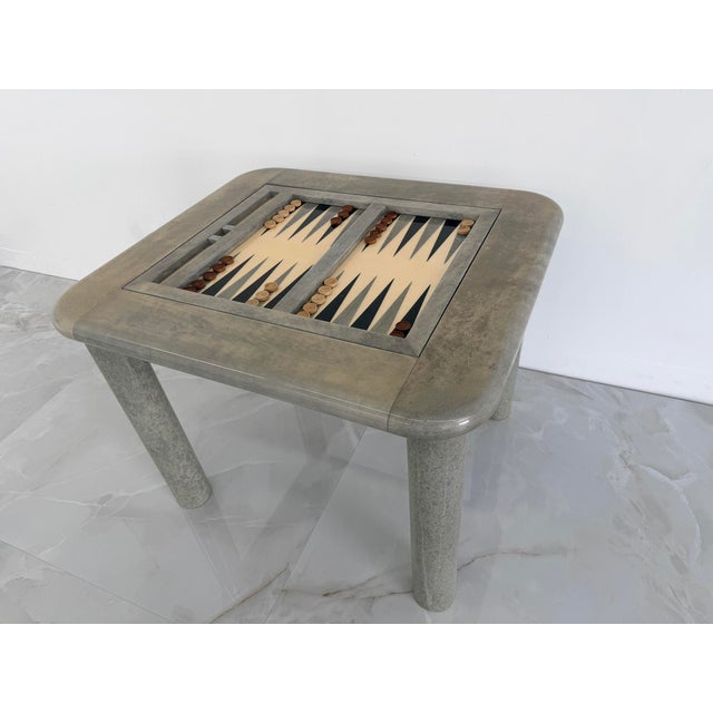 Goatskin and Suede Flip Top Game Table, Karl Springer, 1970's For Sale - Image 11 of 14